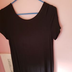 black t shirt dress with criss- cross back